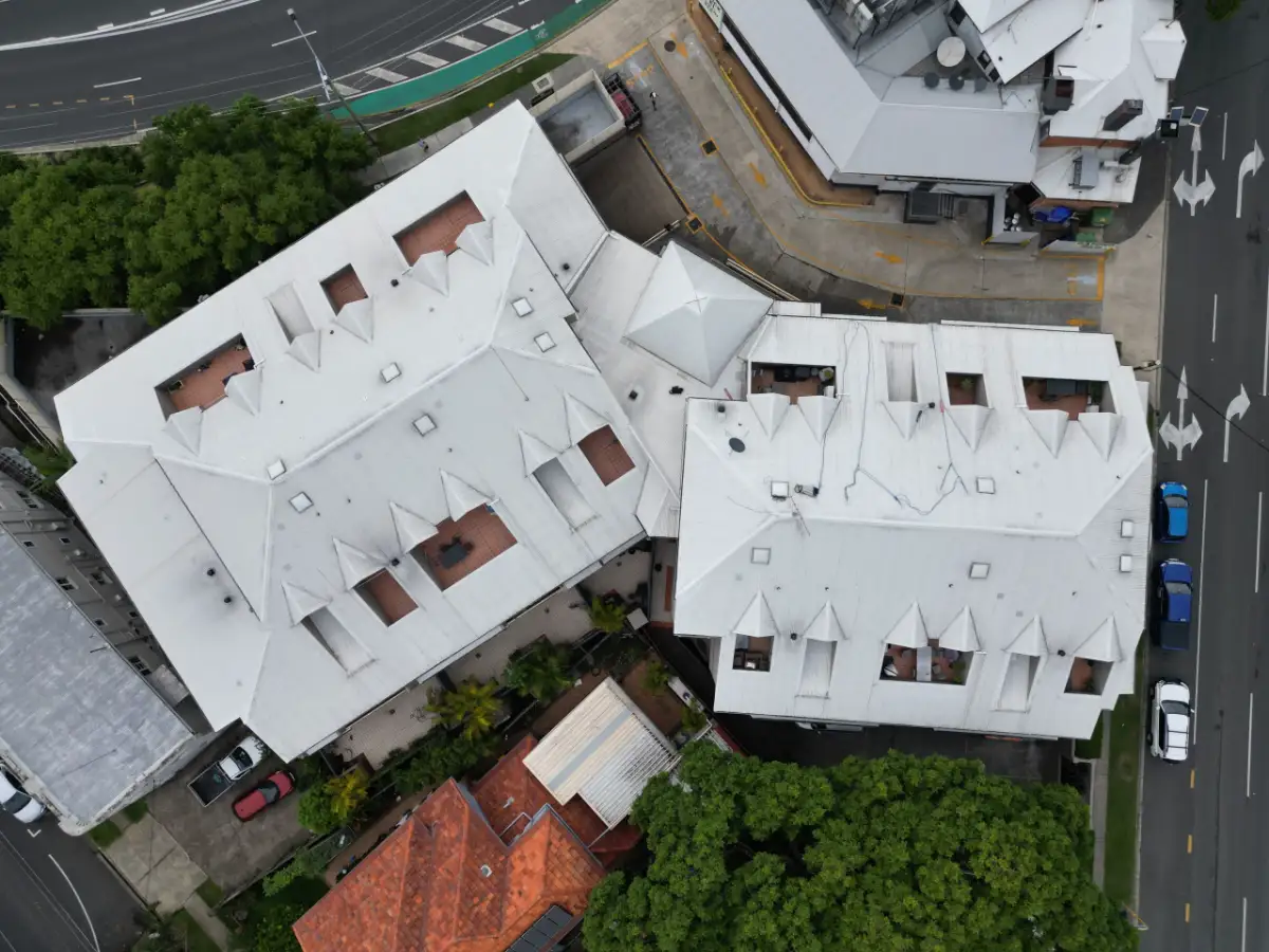 Drone inspection of a multi-residential building metal roof